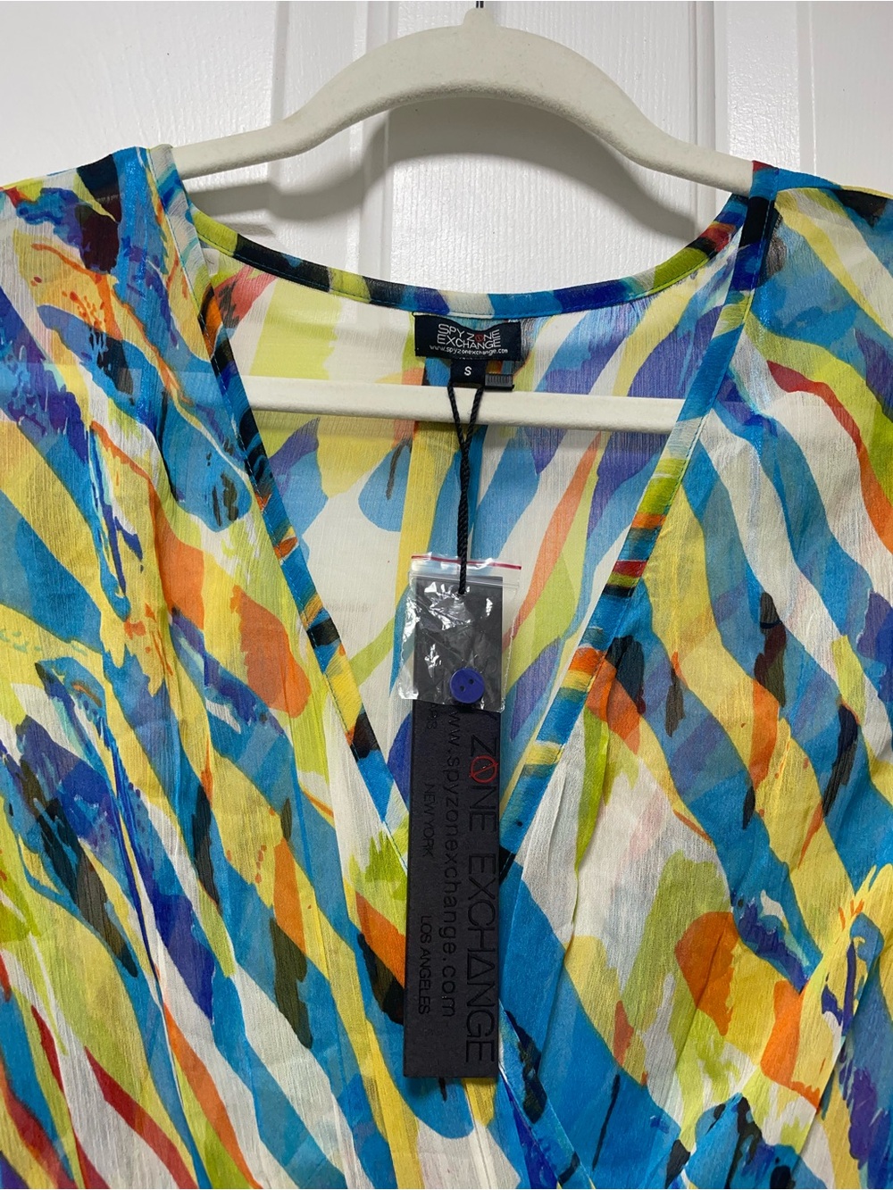 Multi-Color Abstract Wrap Maxi Dress - Picture 7 of 11